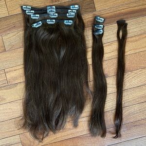 Remy brown 16-inch clip-in hair extensions | 8 piece